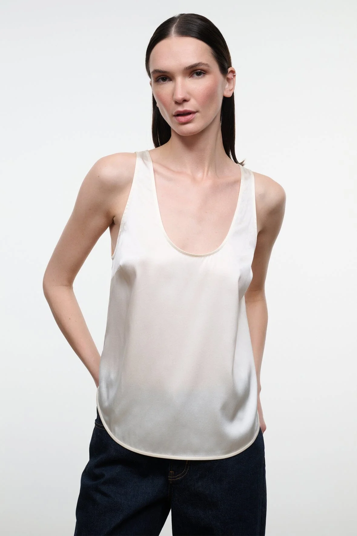 STAUD YVES SILK TANK IVORY - 1
