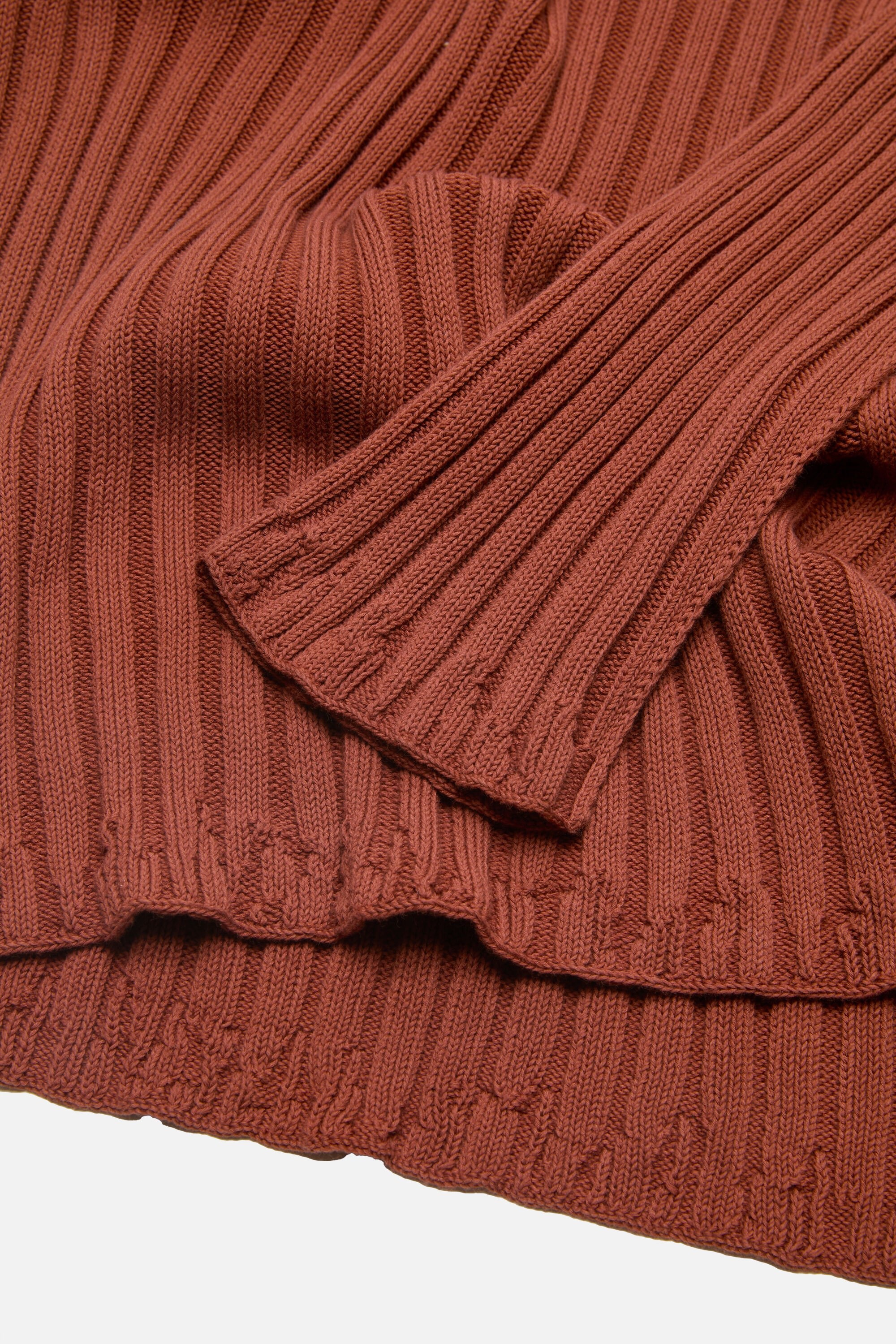 Ribbed crewneck knit - Terracotta red - 5