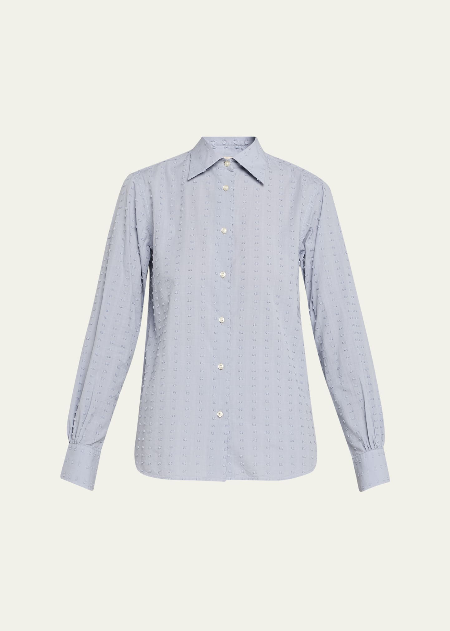Ella Long-Sleeve Textured Japanese Cotton Shirt - 1