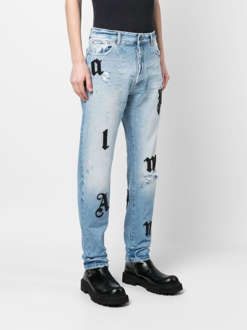 logo-patches straight-leg jeans - 3