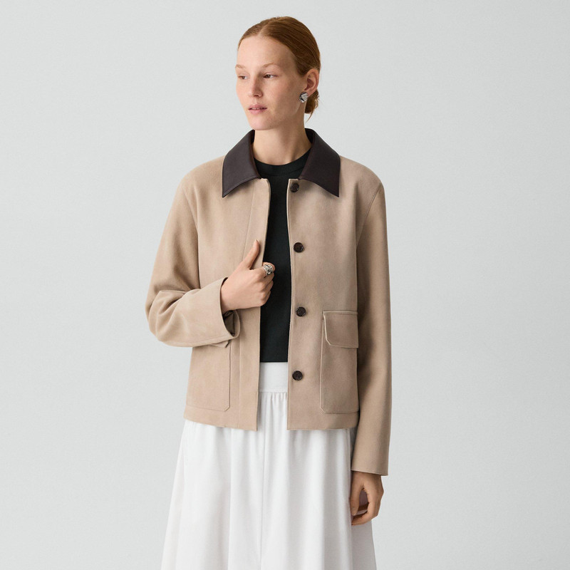 Boxy Patch Pocket Jacket in Suede 3