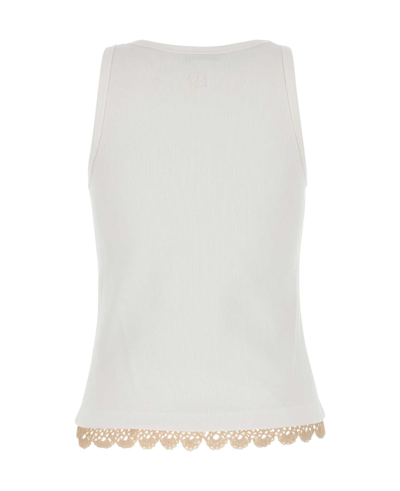 White Stretch Cotton Tank Top - 2