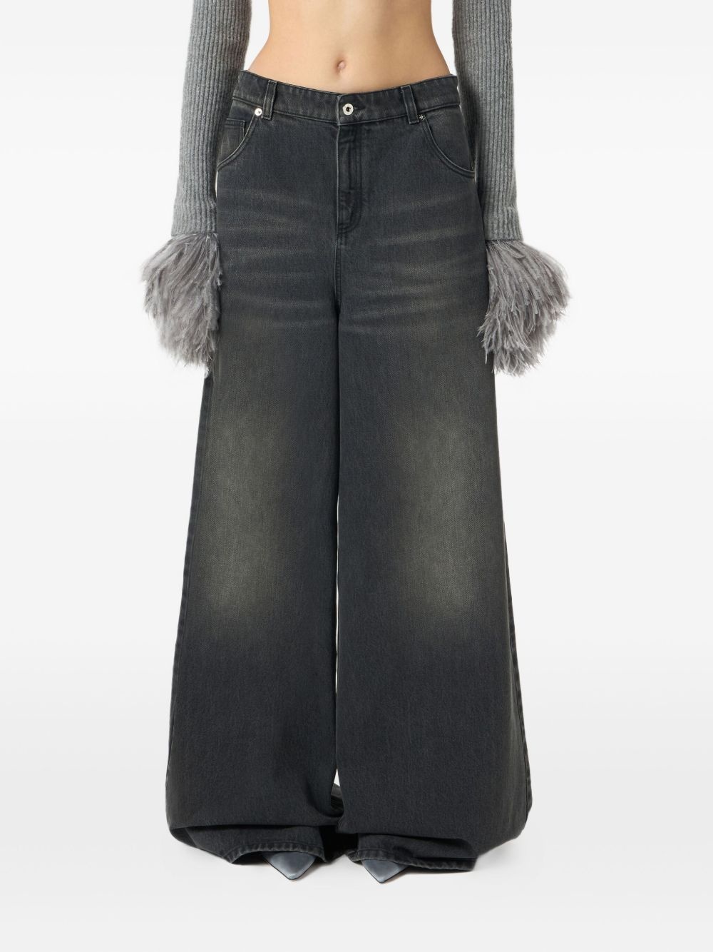 whiskering-effect jeans - 3