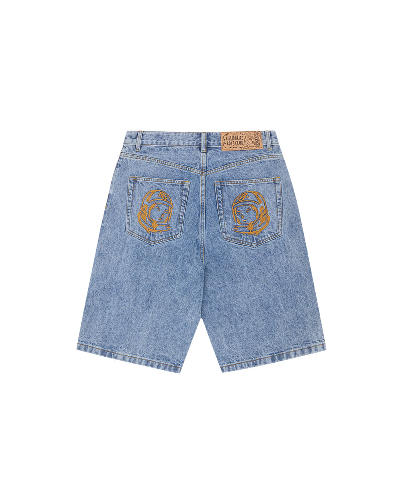 BILLIONAIRE BOYS CLUB FADED ARCH LOGO DENIM SHORTS outlook