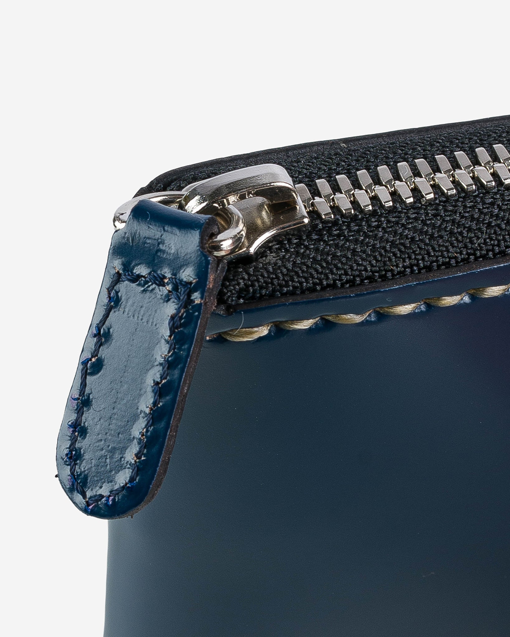 IHG-090-NAV Zip-Secured Shell Cordovan Wallet - Navy Blue - 5