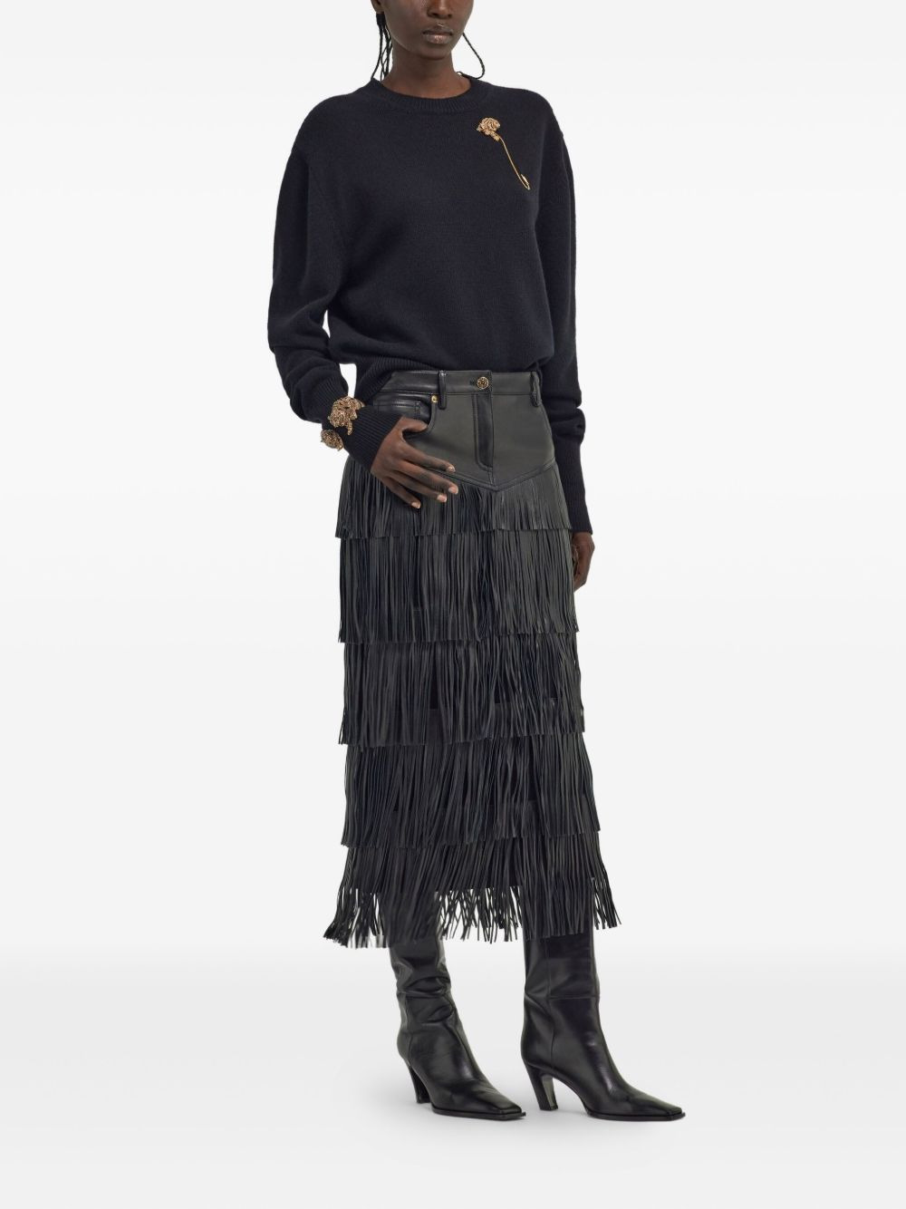 rose-embellished wool sweater - 2