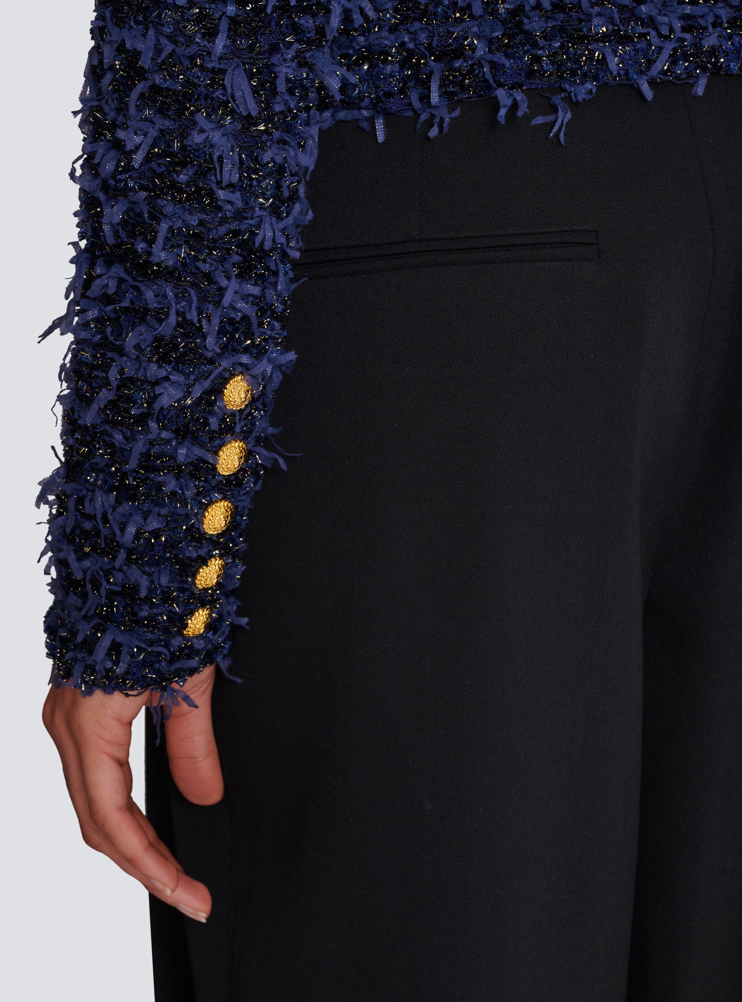Cropped tweed knit jacket - 7