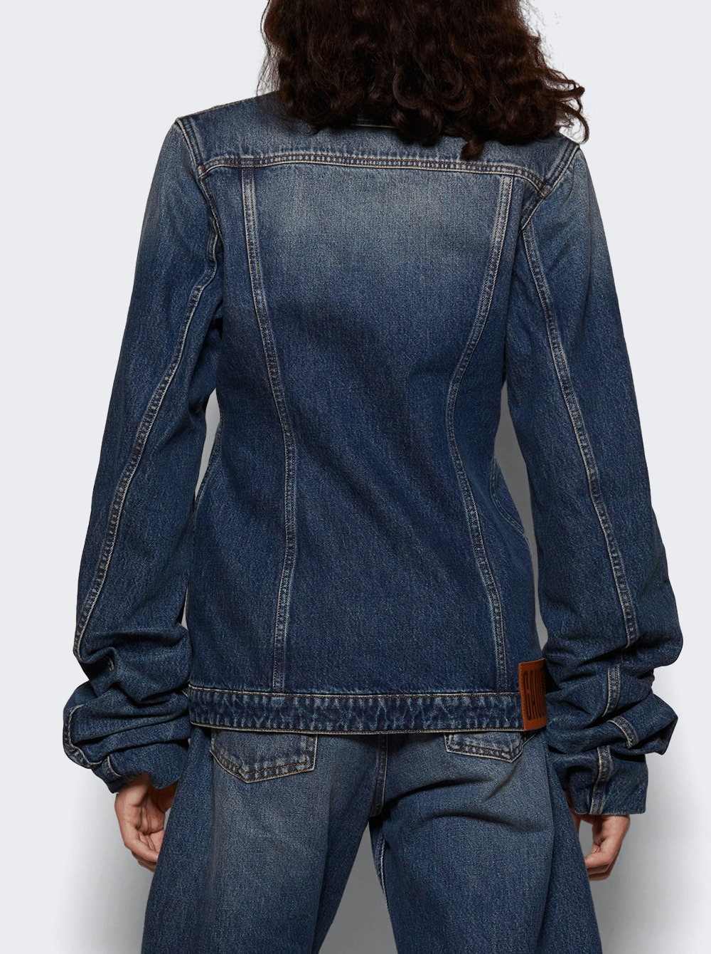 Denim Jacket With Oversized Sleeves Vintage Blue - 4