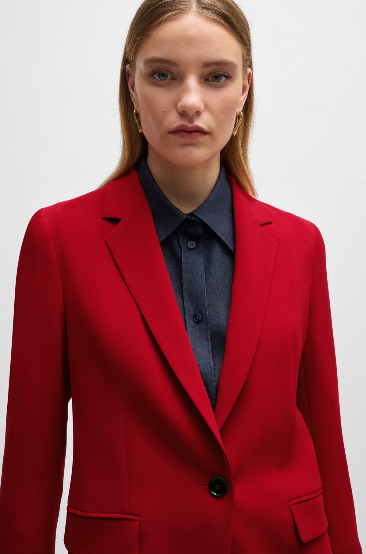 REGULAR-FIT JACKET IN CREASE-RESISTANT CREPE - 5