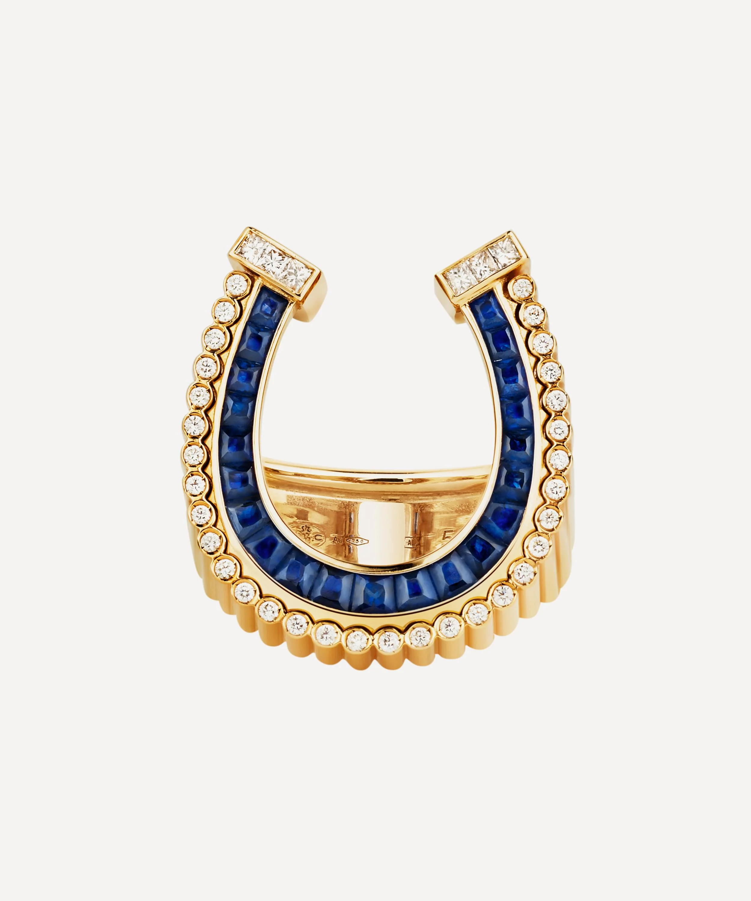 18ct Gold Sapphire Horseshoe Ring - 1