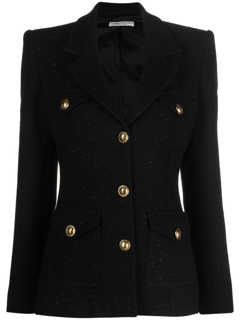 single-breasted tweed jacket - 1