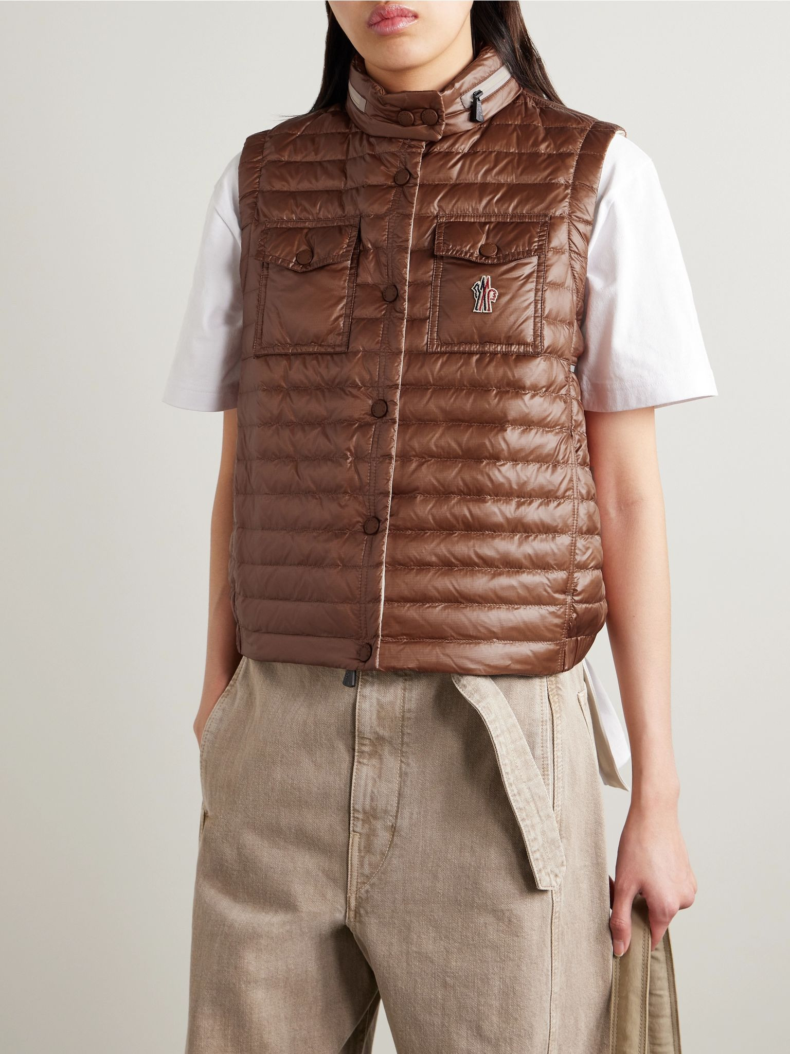 Gumaine quilted ripstop down vest Brown - 3