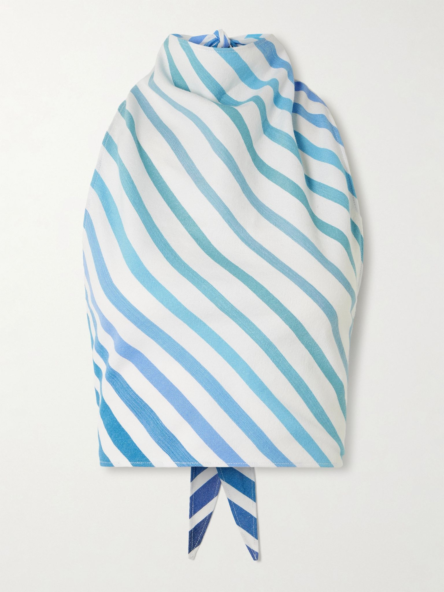 Striped cotton-blend halterneck top Blue - 1