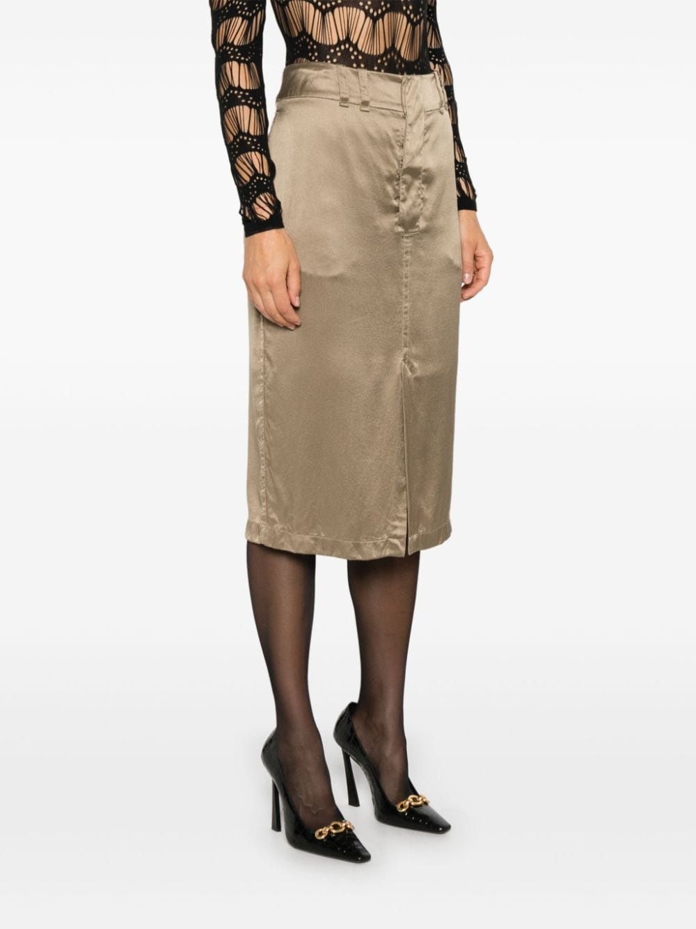 silk pencil skirt - 3