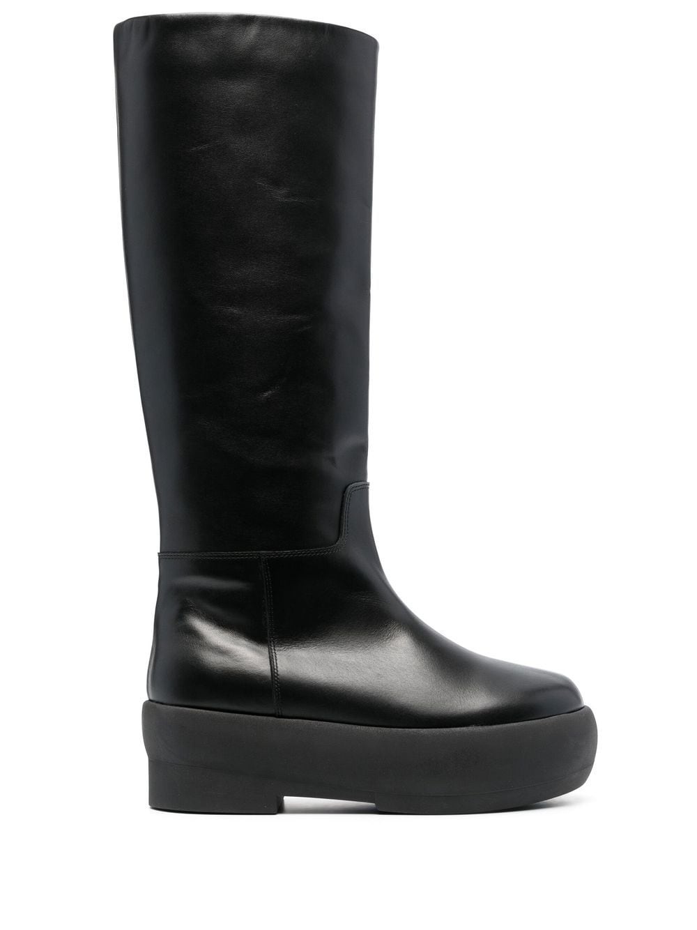 platform-sole leather boots - 2