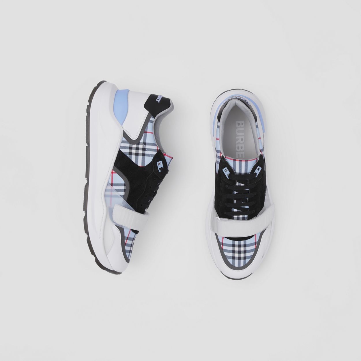 Check Nylon, Leather and Suede Sneakers - 6