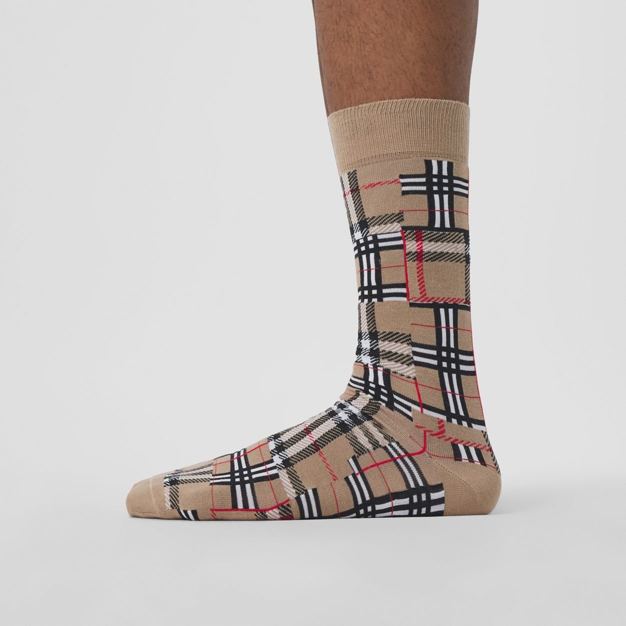 Patchwork Check Cotton Cashmere Blend Socks - 3