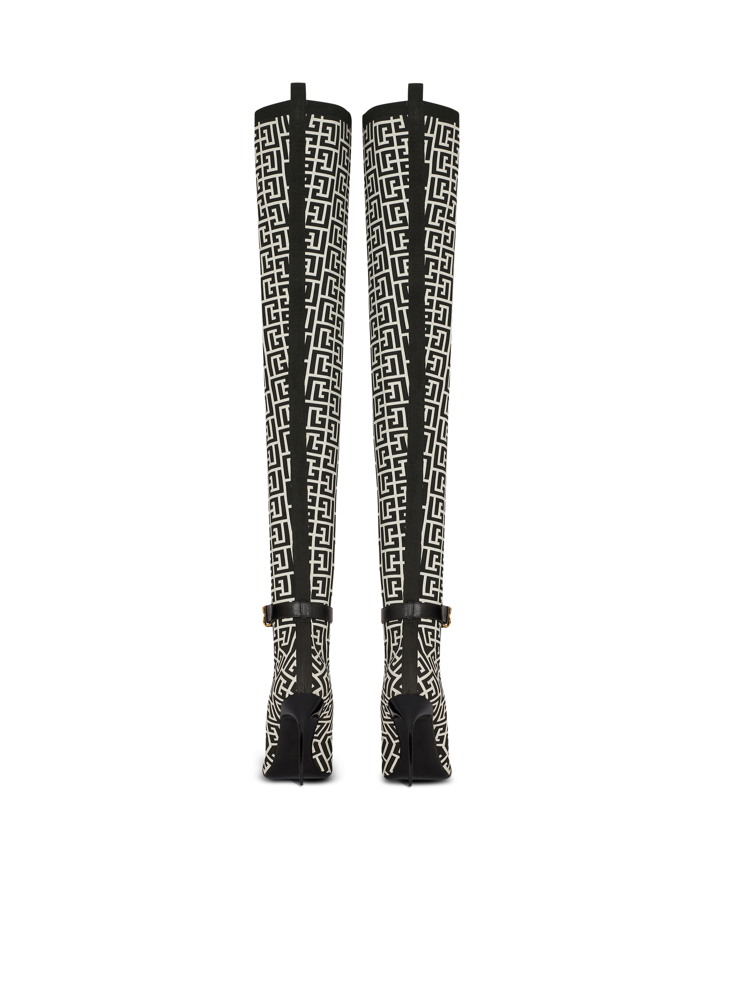 Raven monogrammed knit thigh-high boots - 2