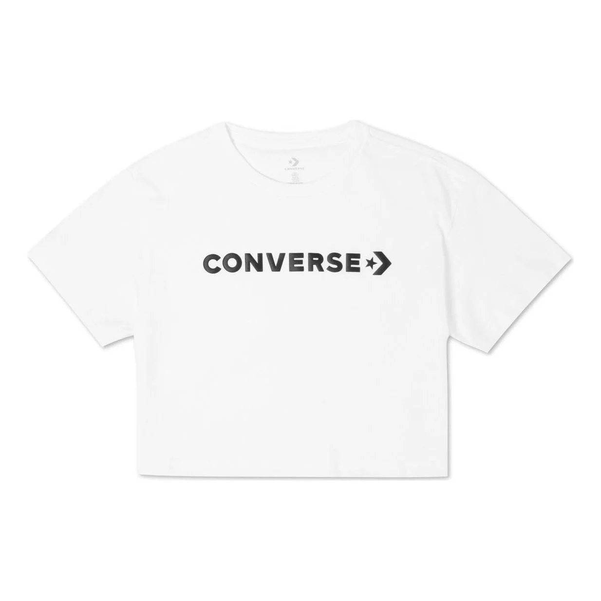 (WMNS) Converse Puff Wordmark T-Shirt 'White Black' 10021656-A05 - 1