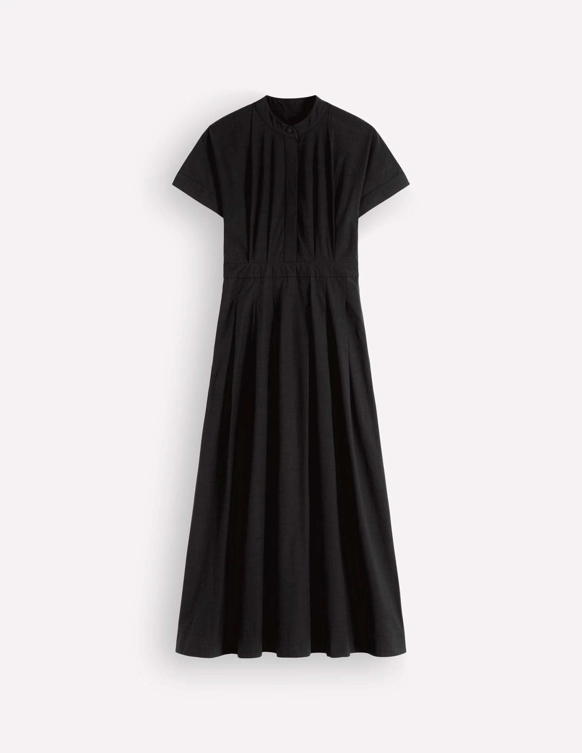 Grown On Sleeve Midi Dress-Black - 1