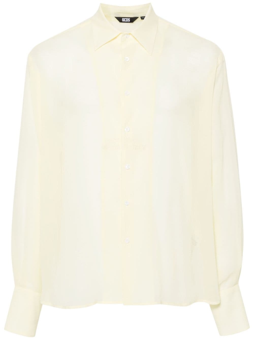 logo-embroidered georgette shirt - 1