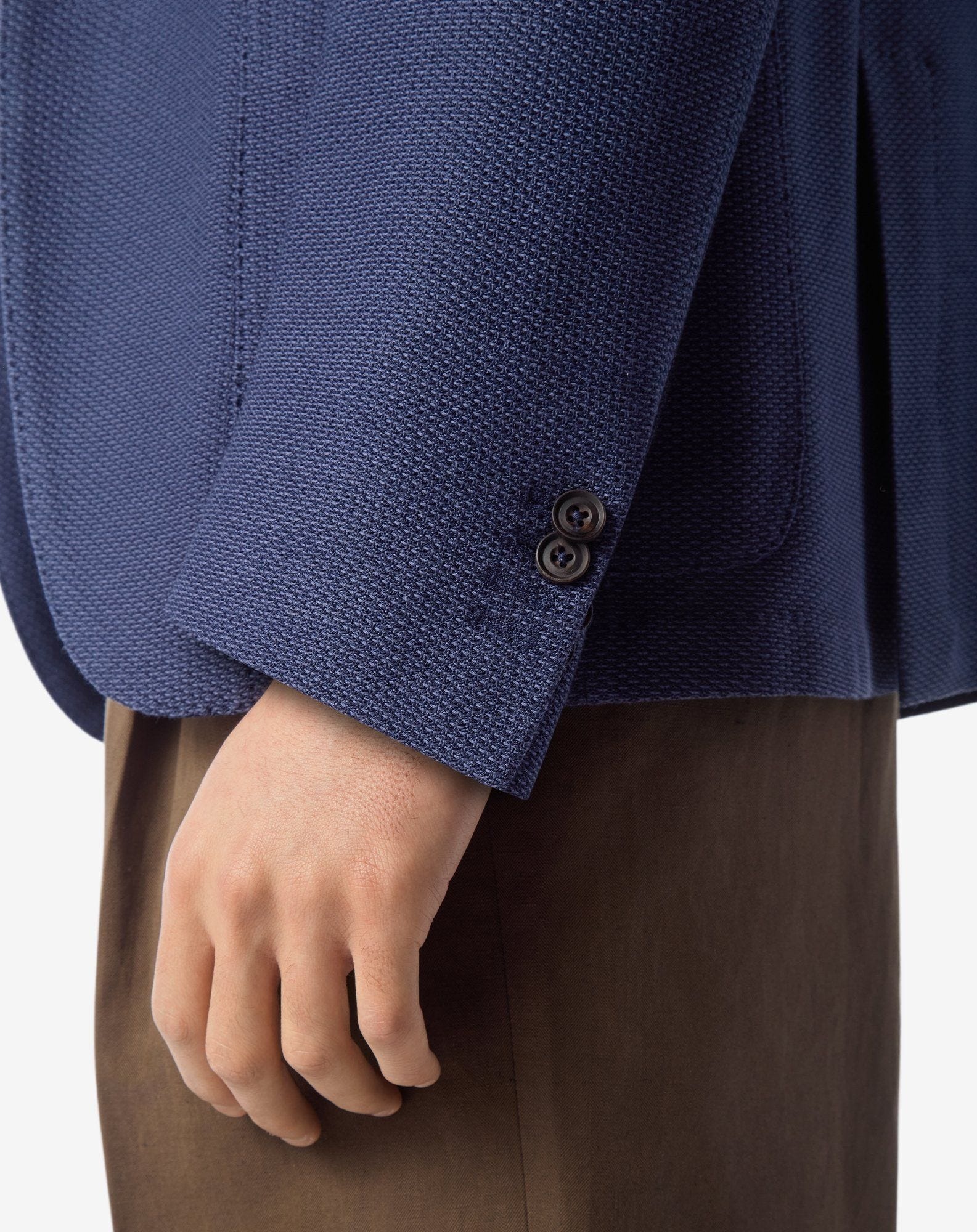 Blue silk and cotton single-breasted jacket - 5