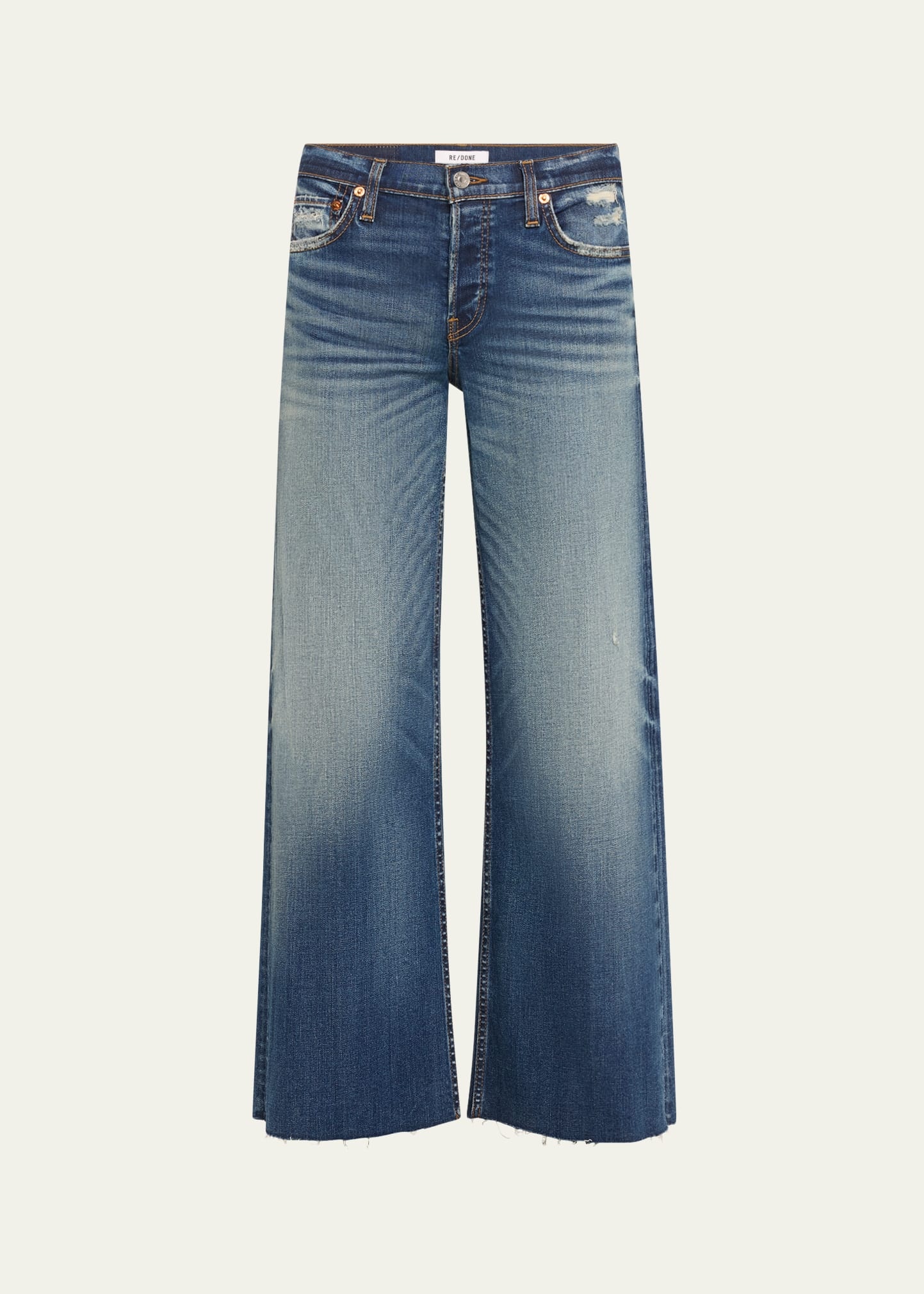 Mid-Rise Wide-Leg Cropped Jeans - 1