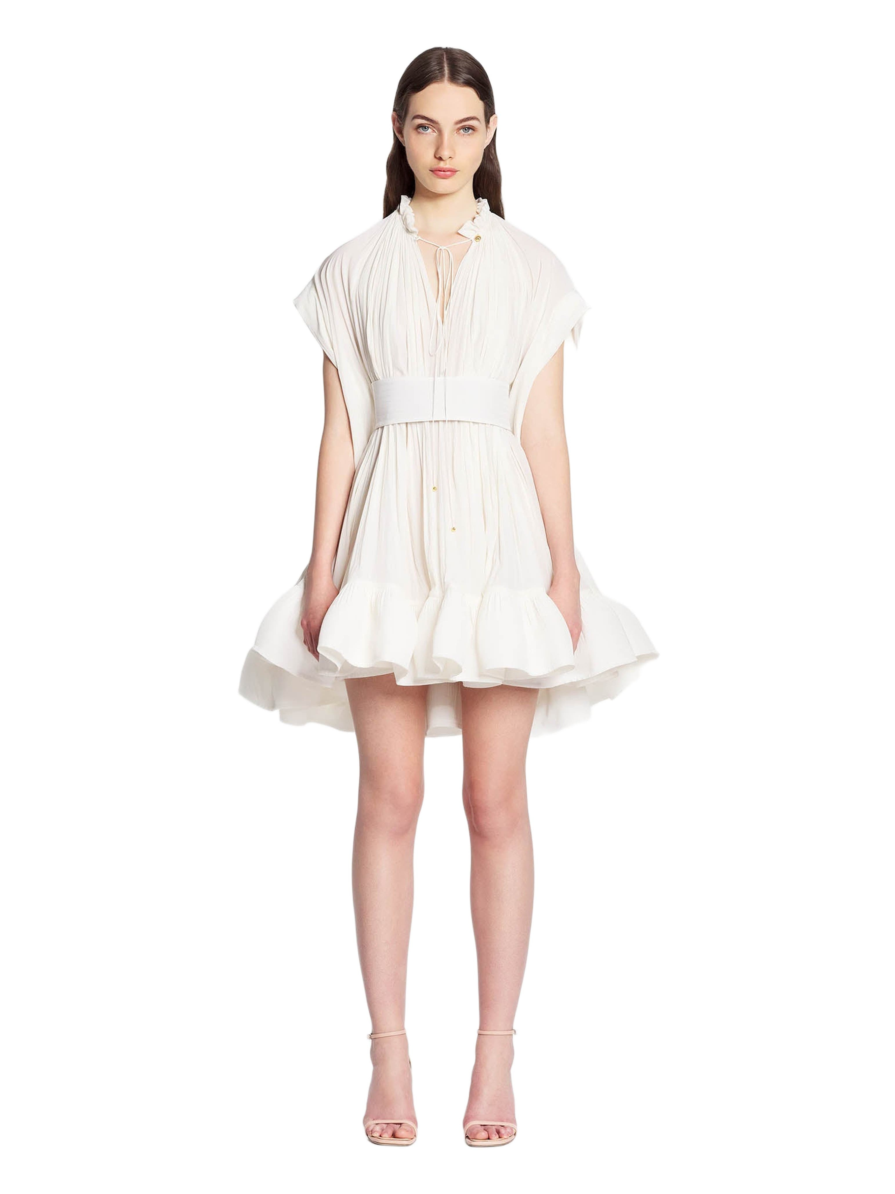 Lanvin Short Charmeuse Dress in Off White at Nordstrom - 7