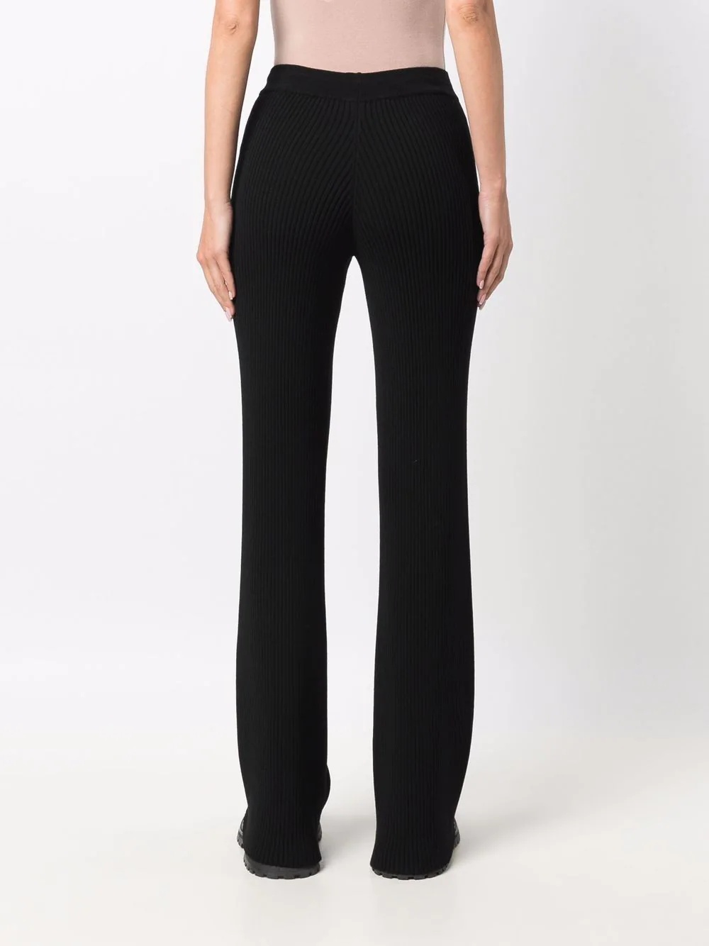 ribbed-knit flared trousers - 4