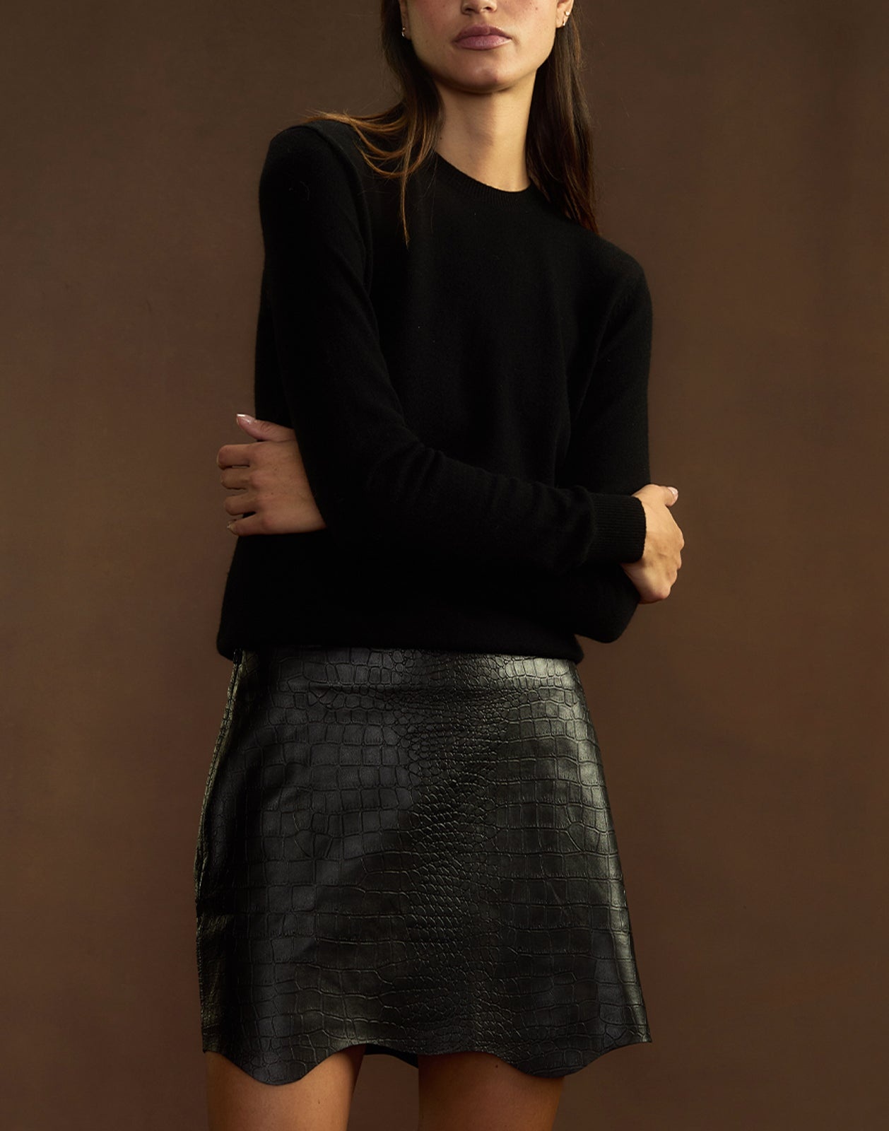 Embossed Leather Skirt - 5