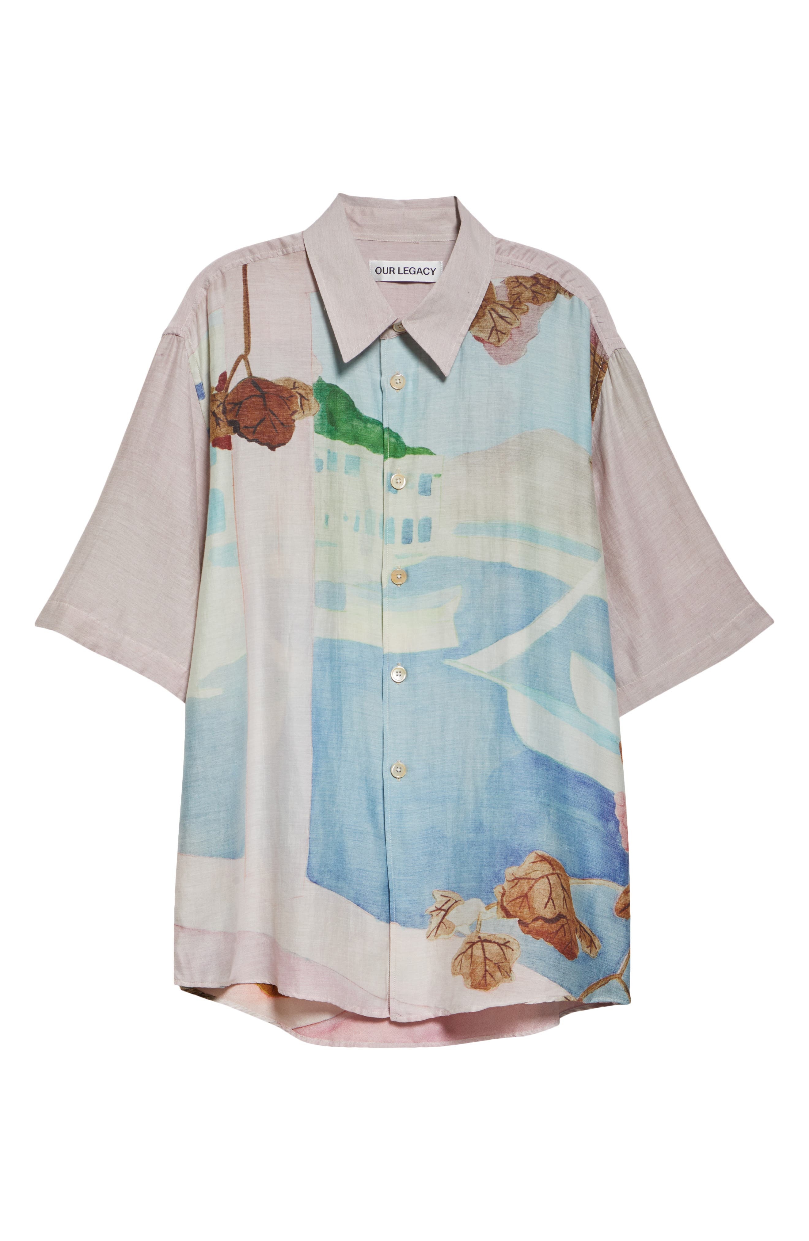 OUR LEGACY Beyond Cotton & Silk Button-Up Shirt in Marina Vista Print Cotton Silk at Nordstrom - 6