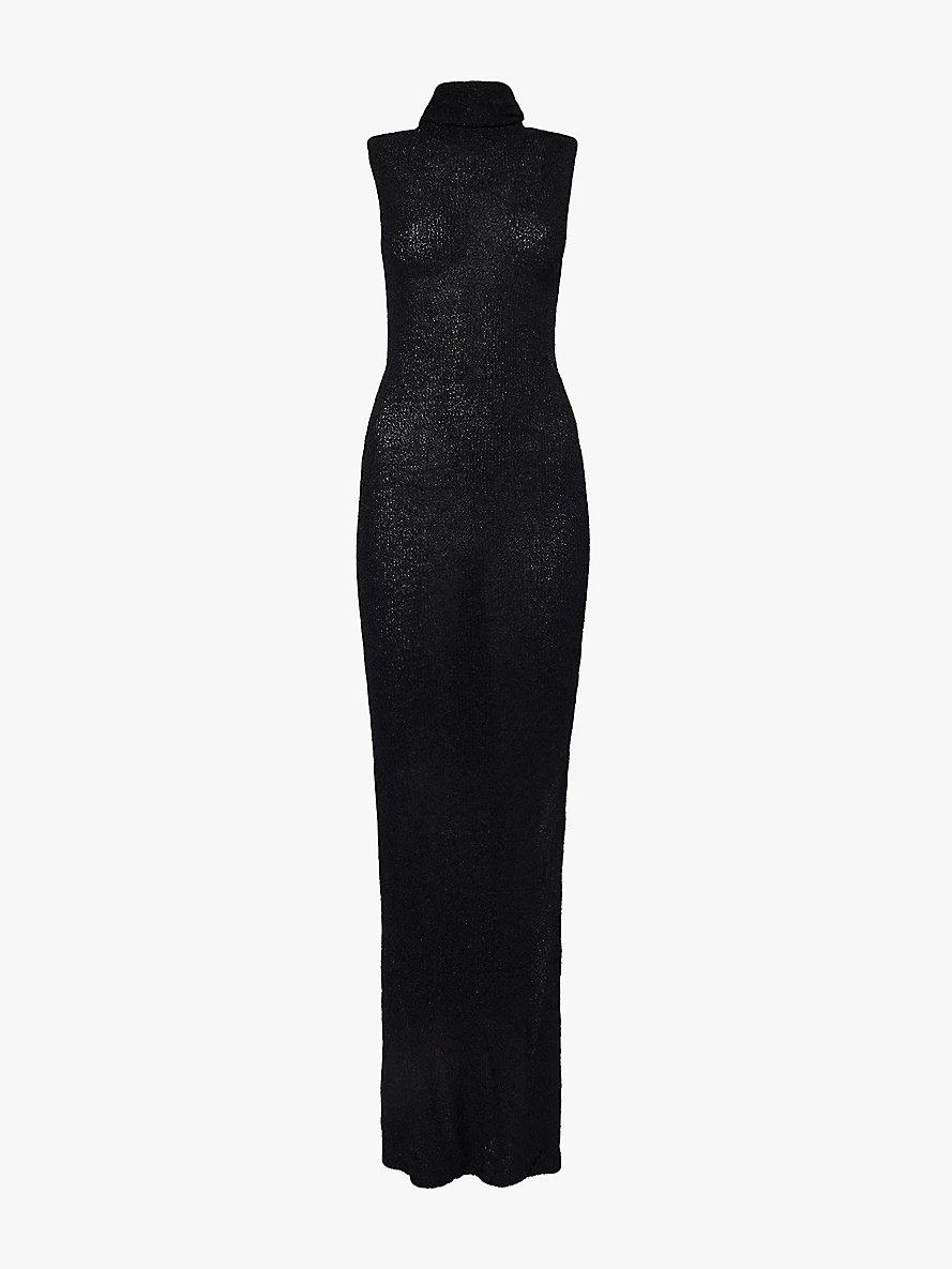 Open-back slim-fit knitted maxi dress - 1