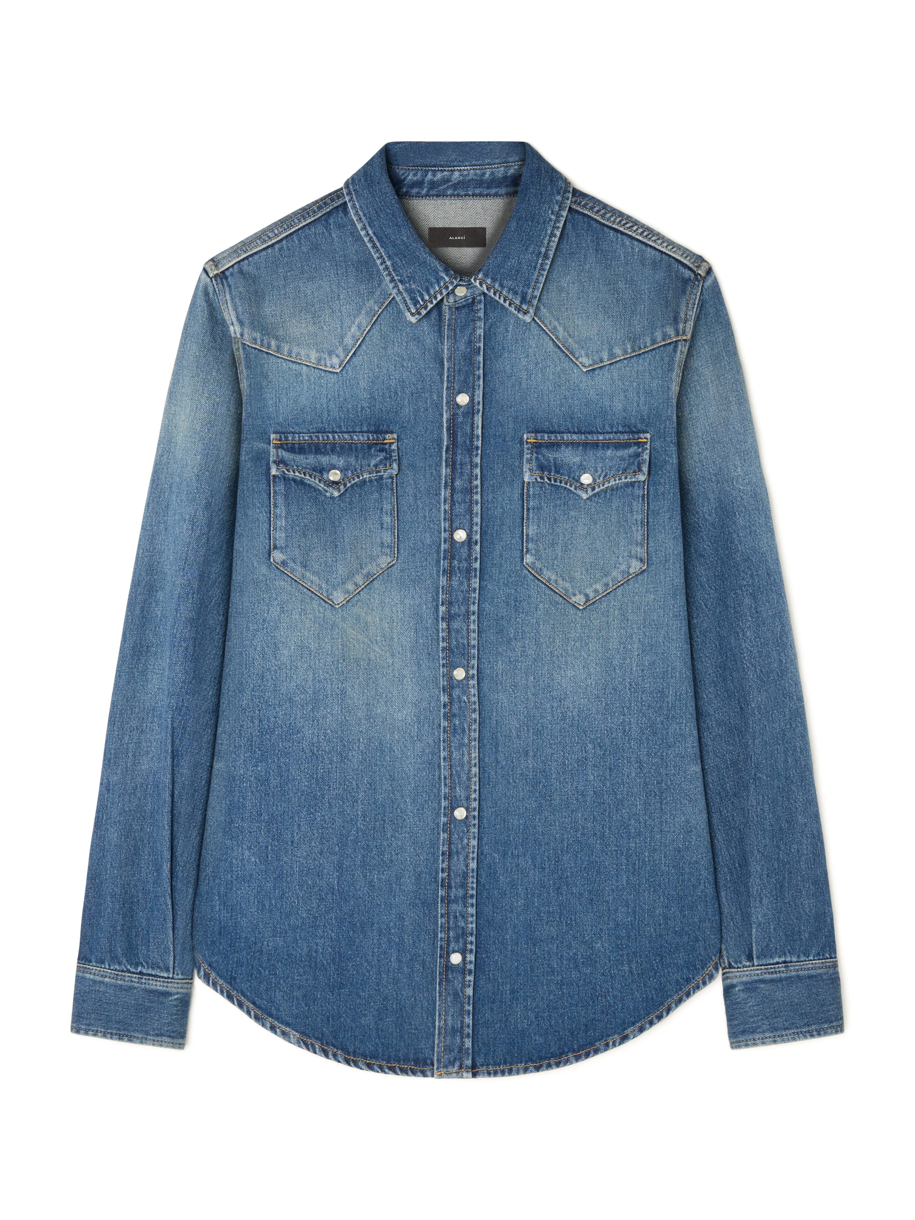 Medium Wash Denim Shirt - 1