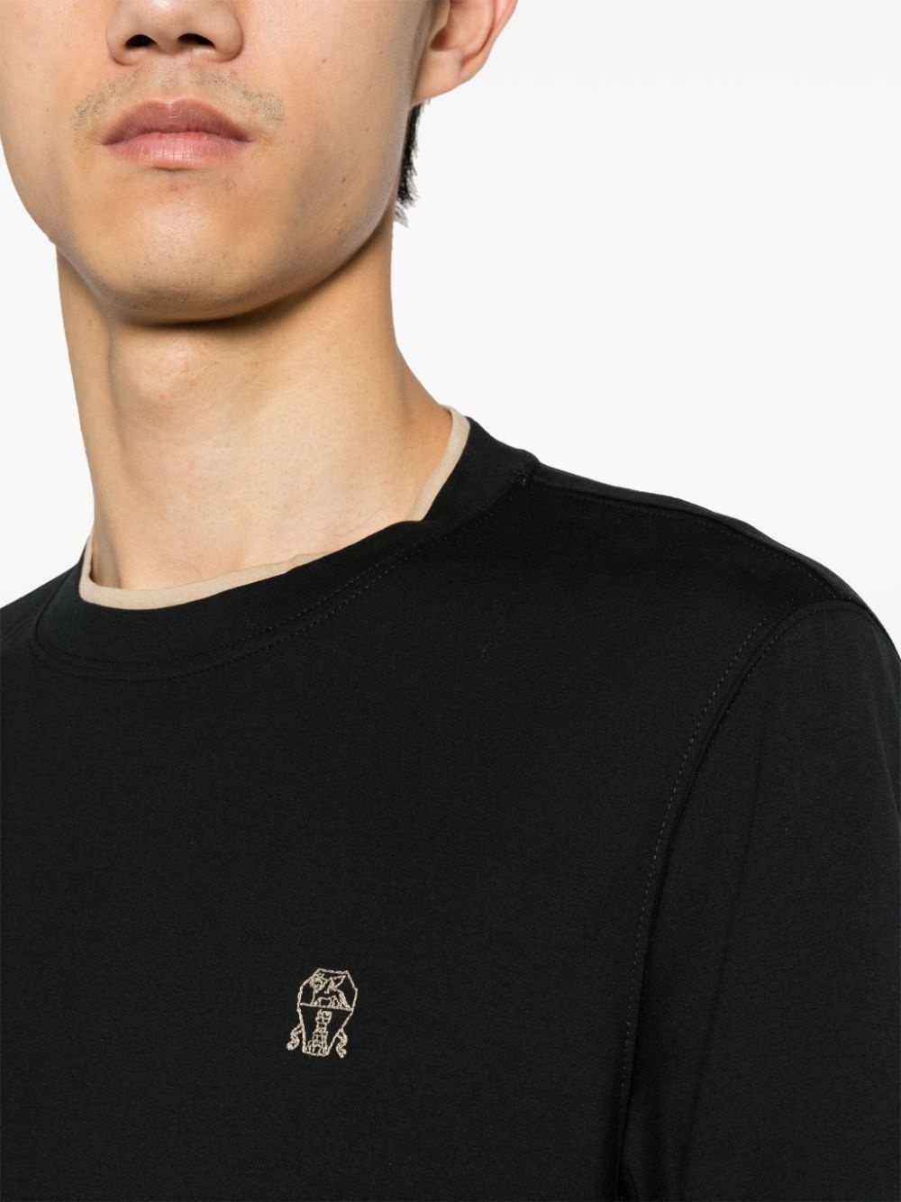 logo-embroidered cotton T-shirt - 5