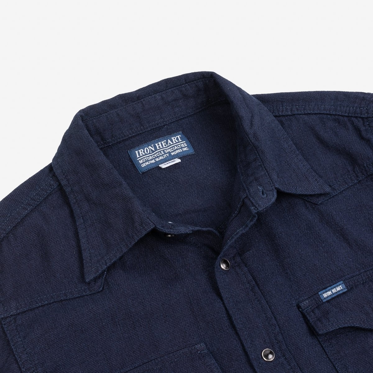IHSH-357-IND 5oz Dobby Cloth Western Shirt - Indigo - 9