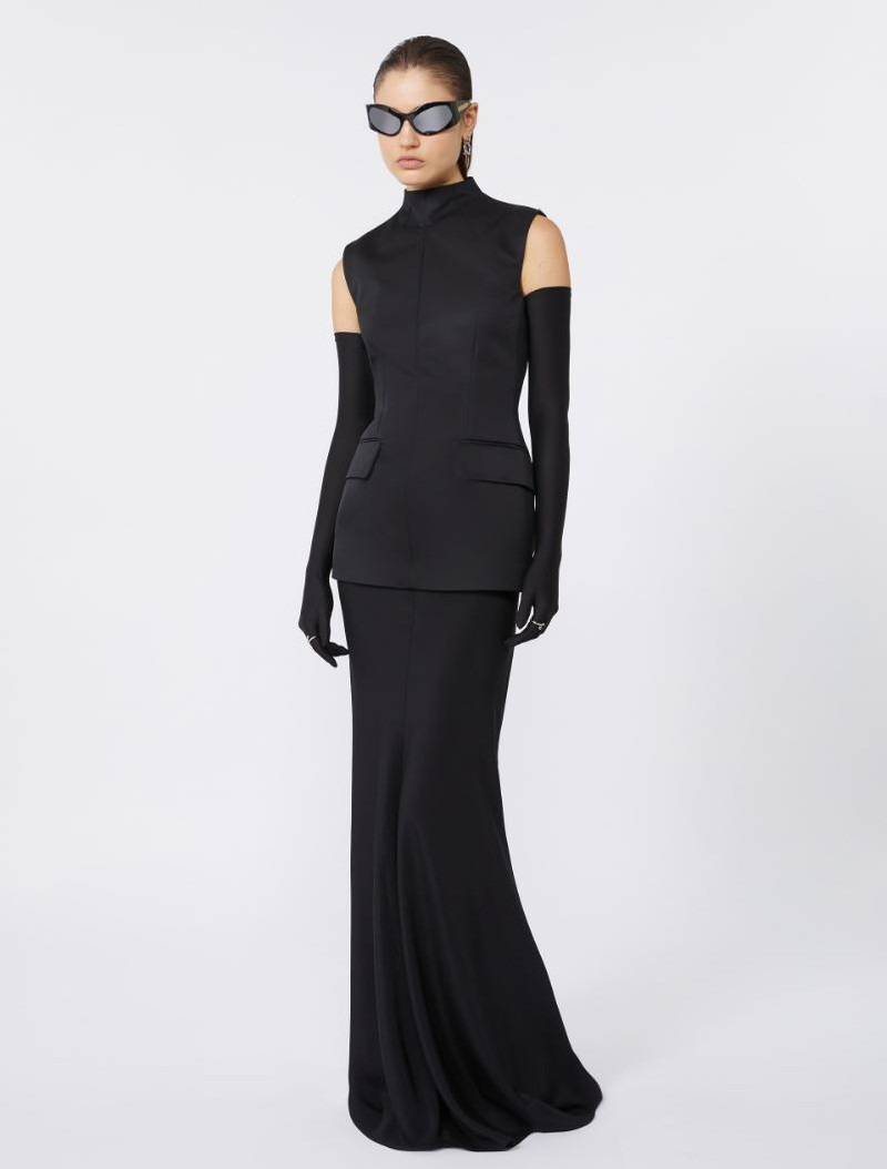 Sportmax Long bi-material dress - KLEPSYDRA CAPSULE - BLACK outlook