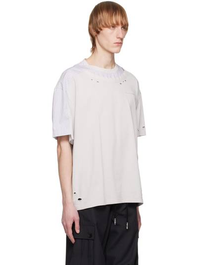 FENG CHEN WANG Gray Distressed T-Shirt outlook