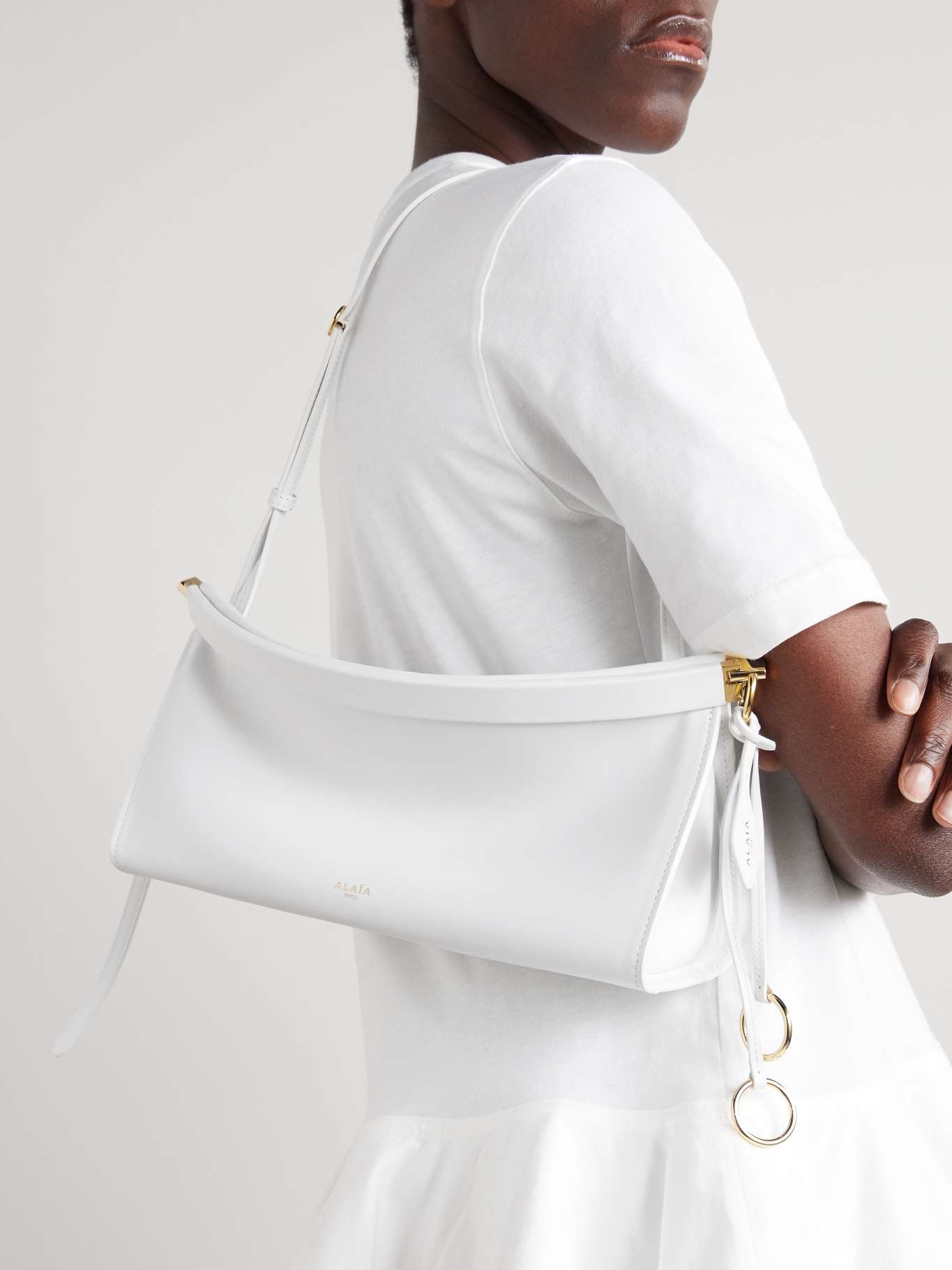 Click E/W medium leather shoulder bag White - 2