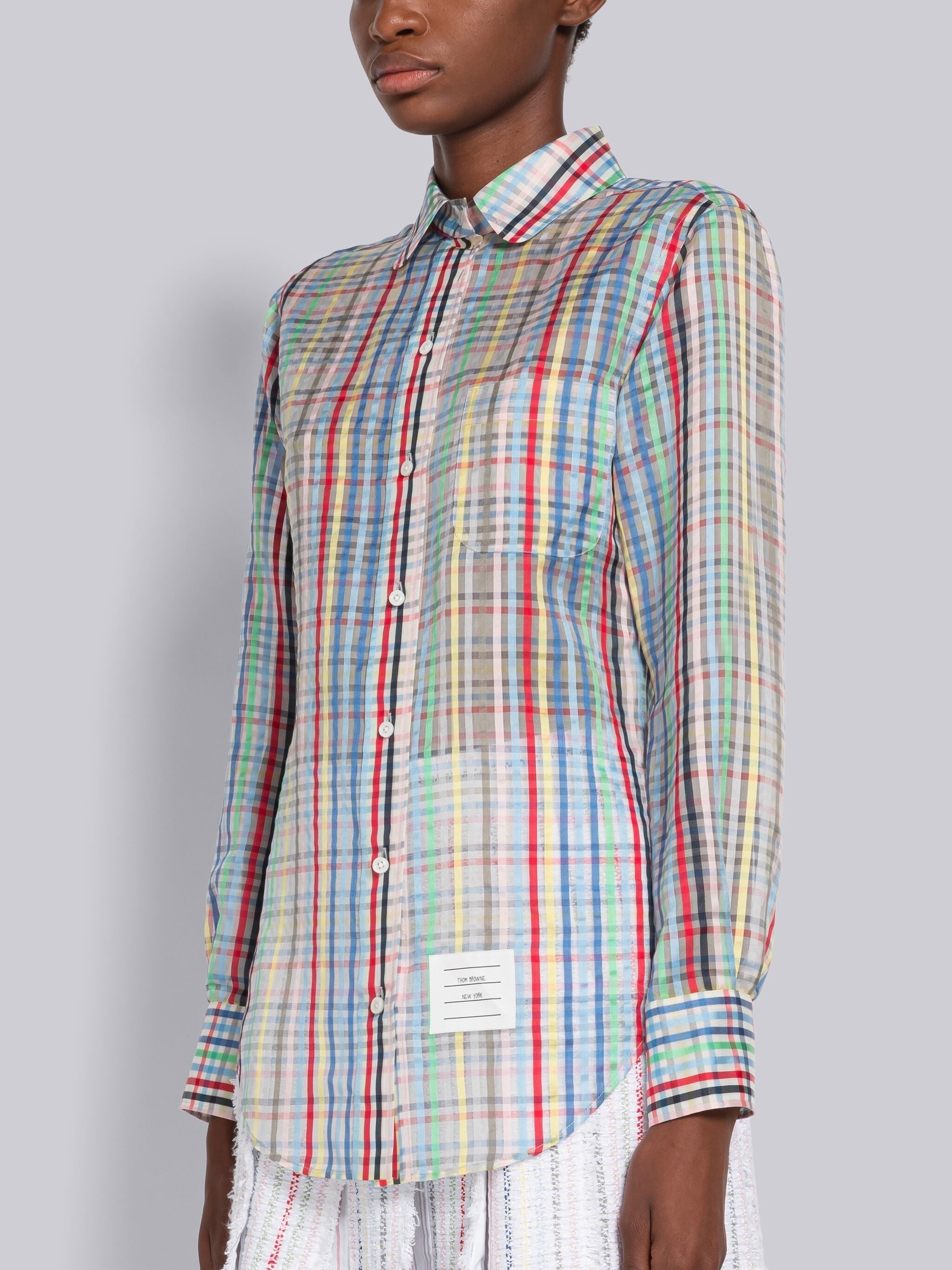 Gingham Silk Organza Classic Shirt - 2