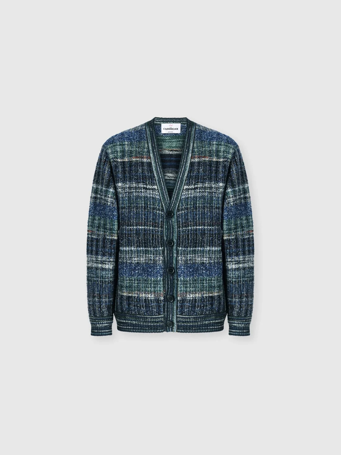Wool-blend check cardigan with side pockets - 1