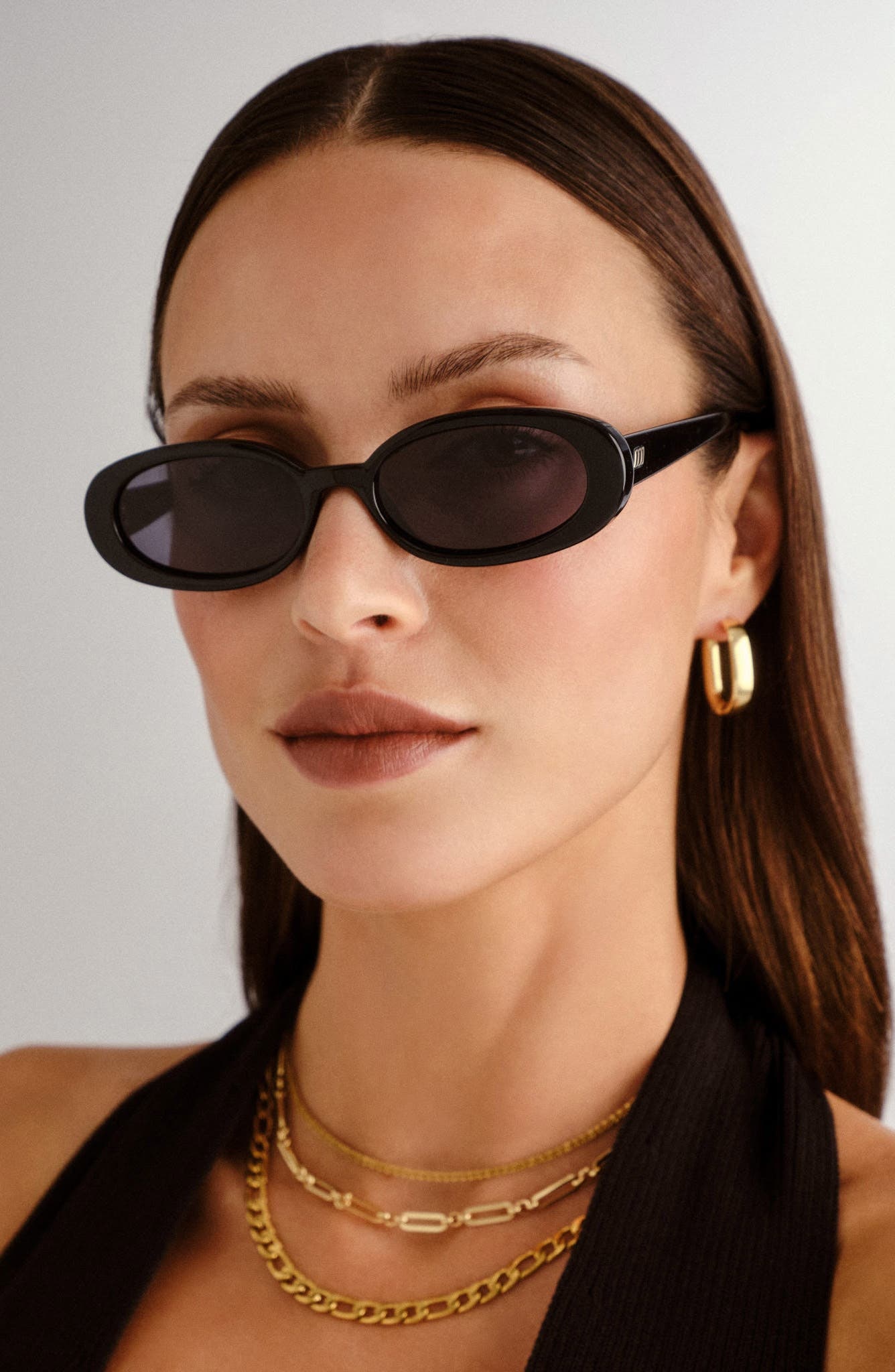 Le Specs Outta Love 51mm Oval Sunglasses in Black /Smoke Mono at Nordstrom - 4