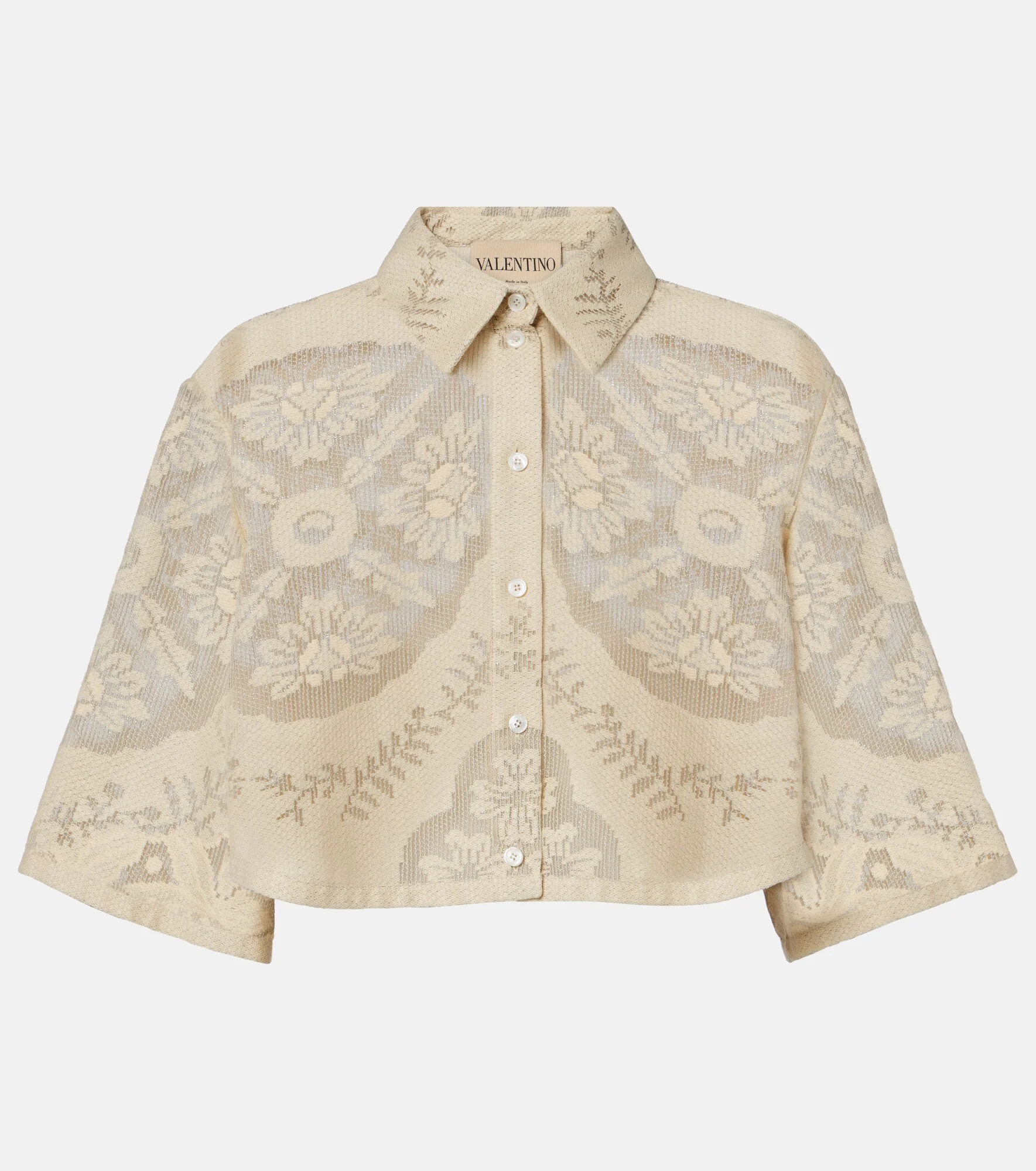 Cropped cotton-blend shirt - 1