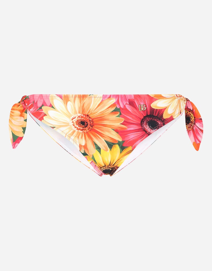 Tie bikini bottoms with gerbera-daisy print - 1