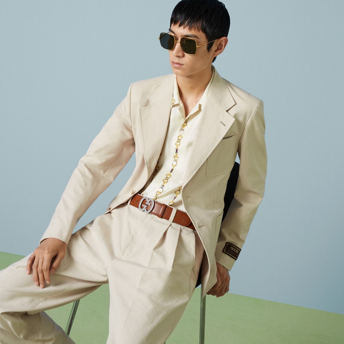 GG buckle wide belt - 3