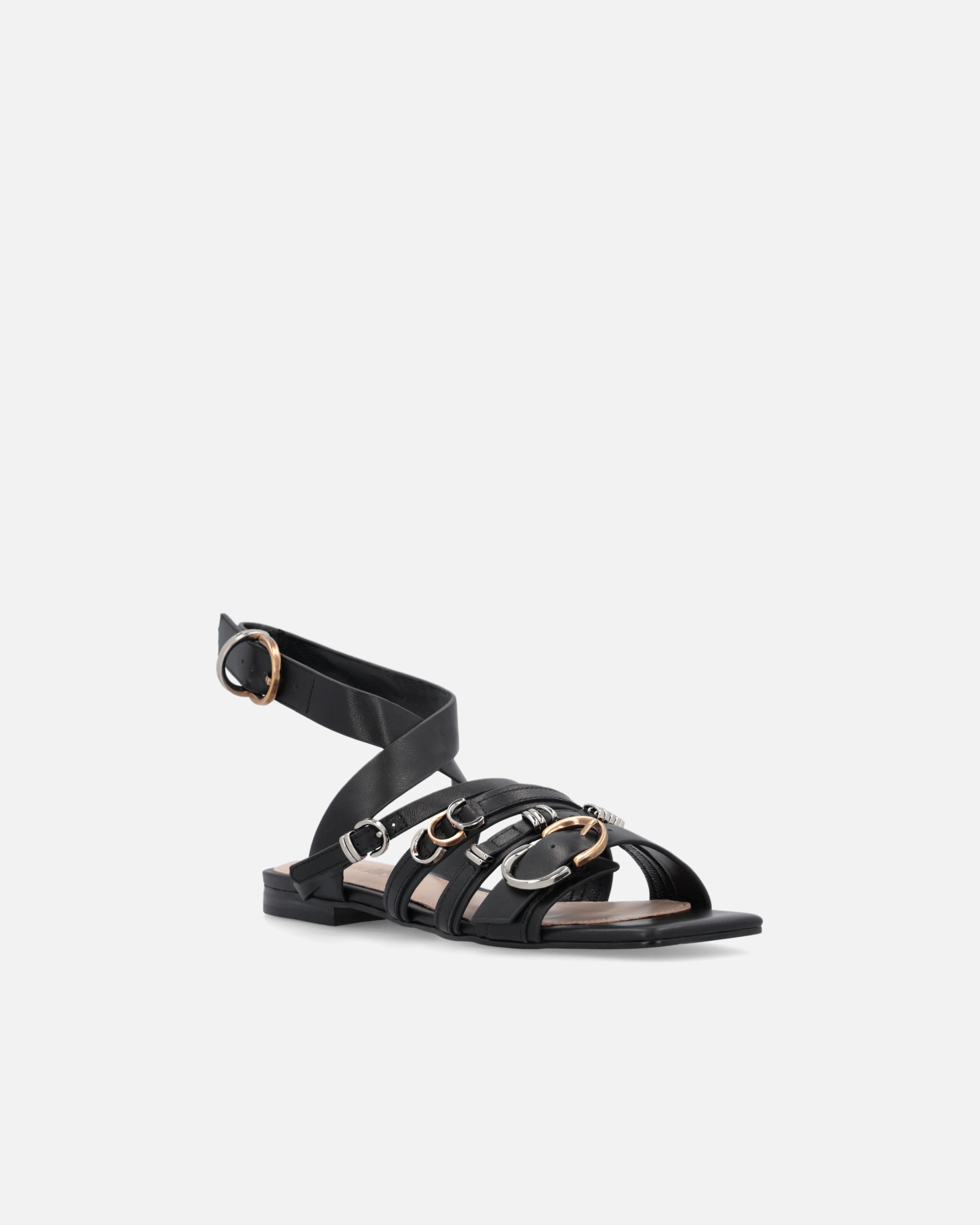FLAT SANDALS WITH BRAIDED STRAPS AND METALLIC DETAILS - 2