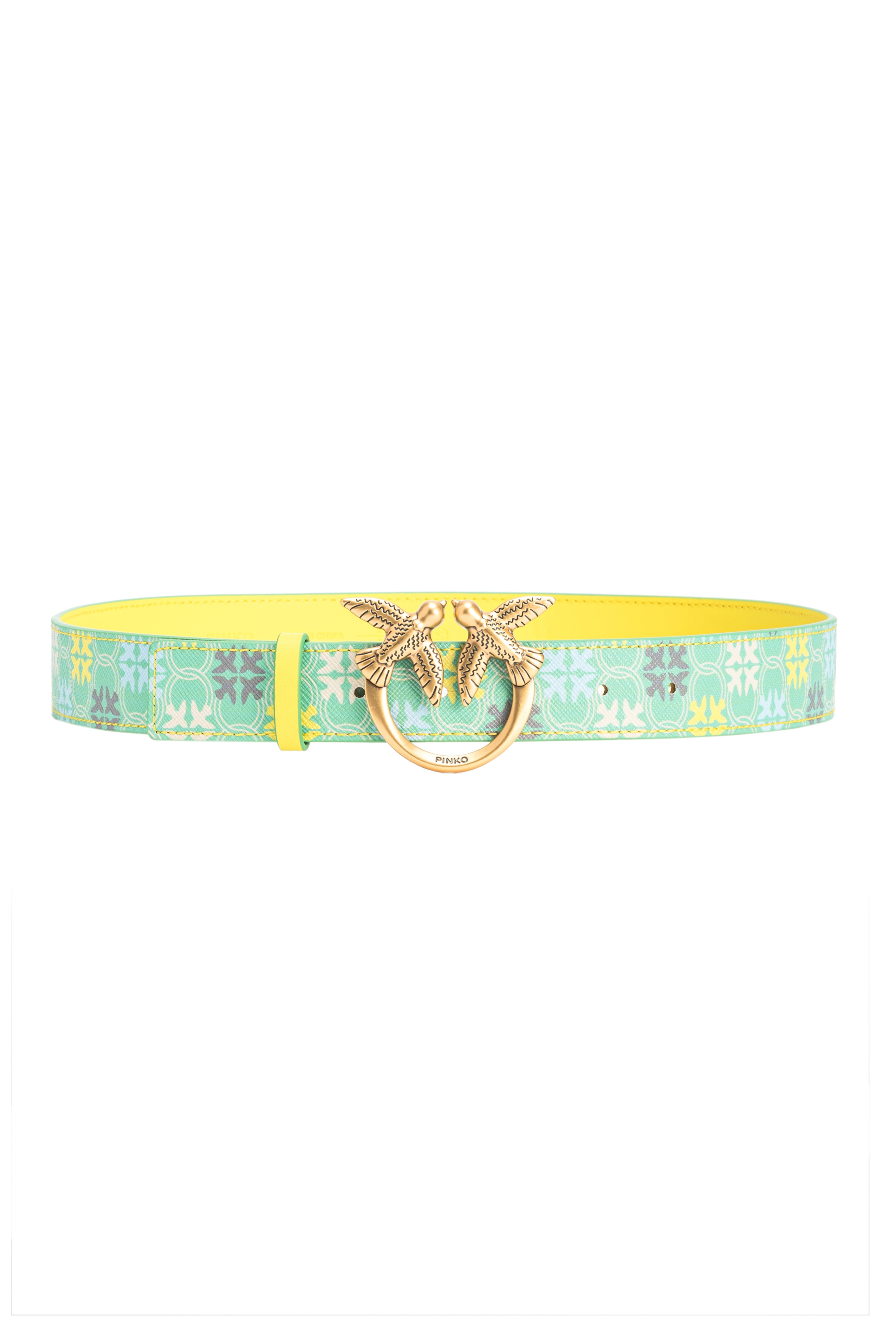 3CM LOGO-PRINT BELT WITH LOVE BIRDS BUCKLE - 1