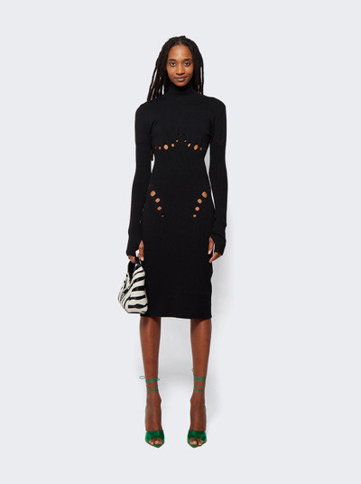 Jean Paul Gaultier Cyber High Neck Long Dress With Long Sleeves And Perforated Details Black outlook