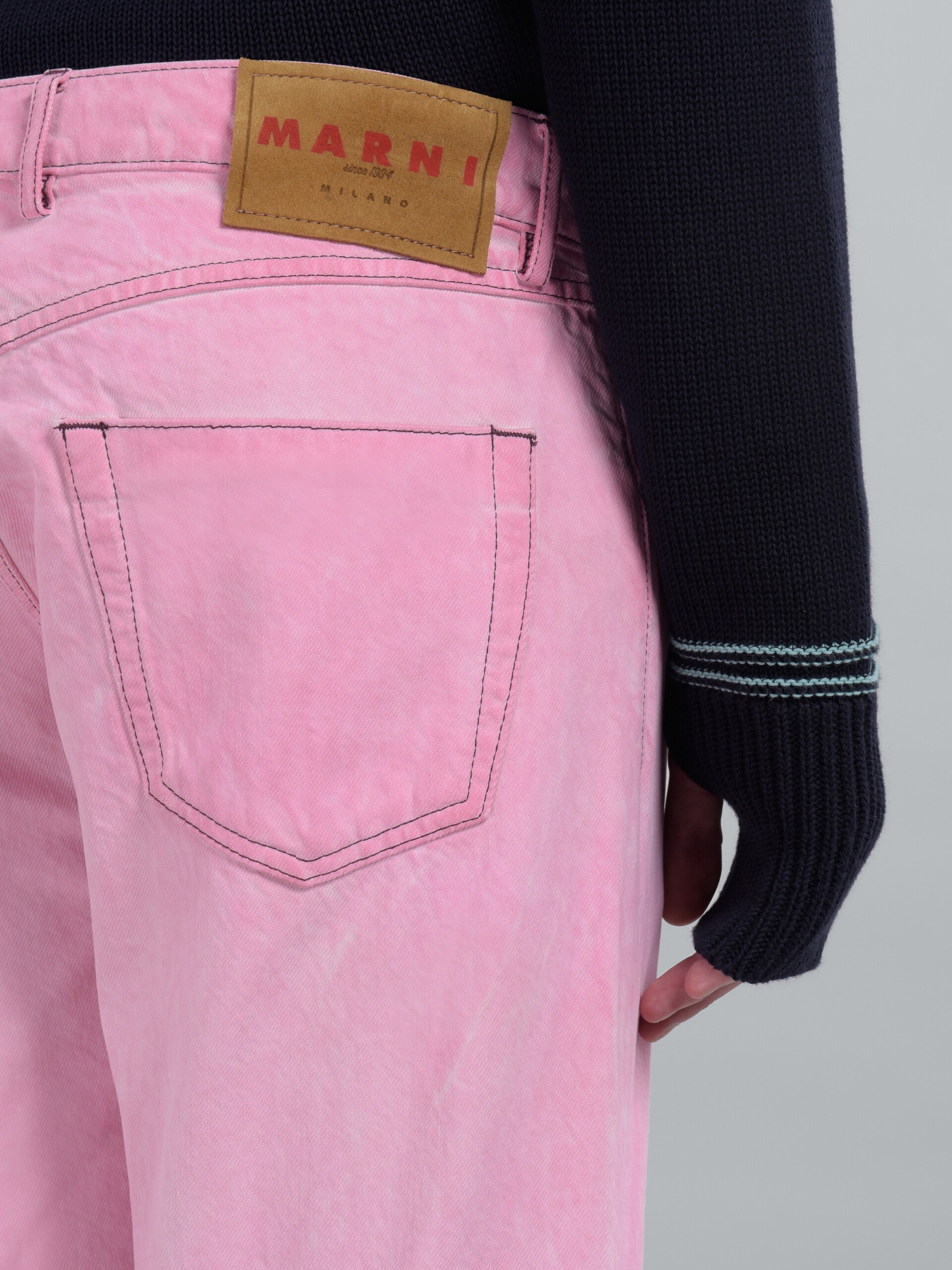 STRAIGHT TROUSERS IN PINK COTTON DRILL - 4