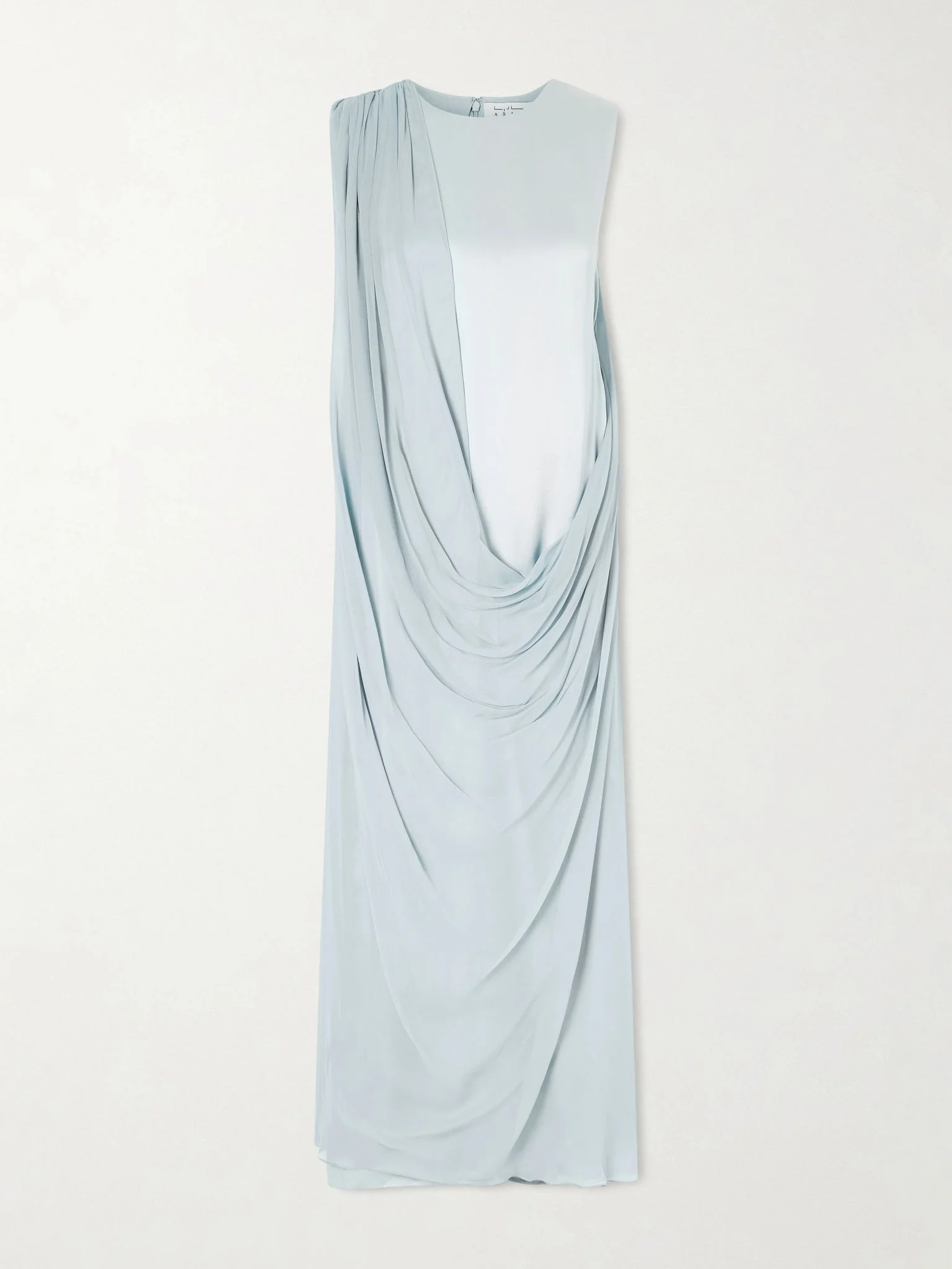 Rand draped silk-satin and chiffon gown Blue - 1