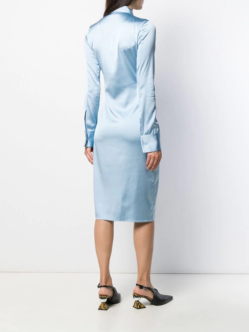 ruched cut-out shirt dress - 4